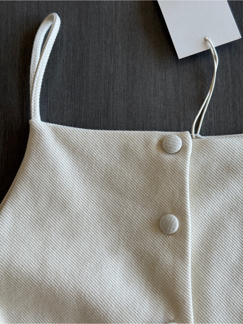 Zara Ivory Button-Front Spaghetti Strap Crop Top - Picture 4 of 6